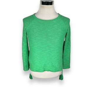 Lilly Pulitzer Jody Tassel Sweater Women's XS Green Knitted Pullover Top Cotton